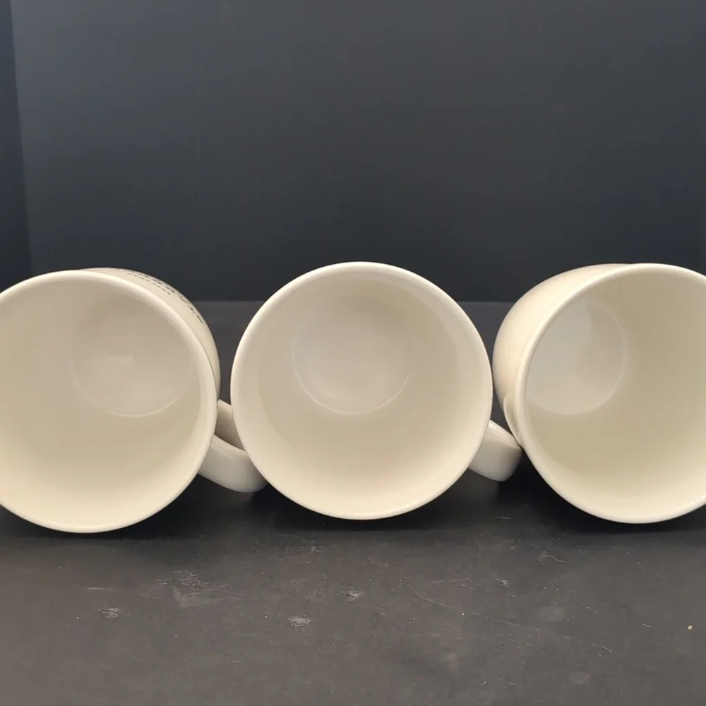 Starbucks 2009 New Bone China Set Of 3 Large White Coffee Mugs. - Picture 8 of 9